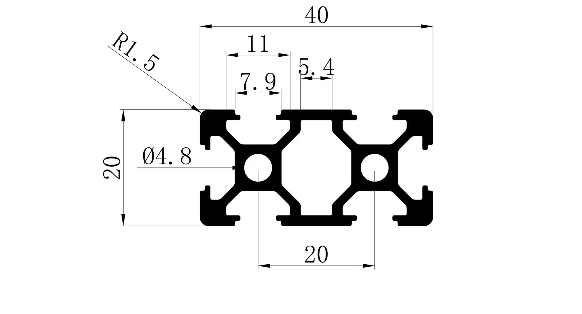 2040 4020 aluminum extrusion profile